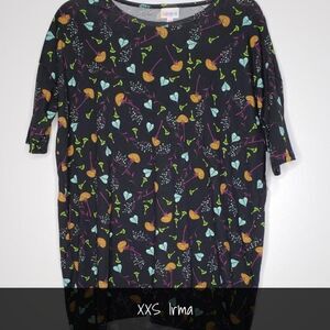 LuLaRoe Irma Tunic XXS Black Dandelion NEW